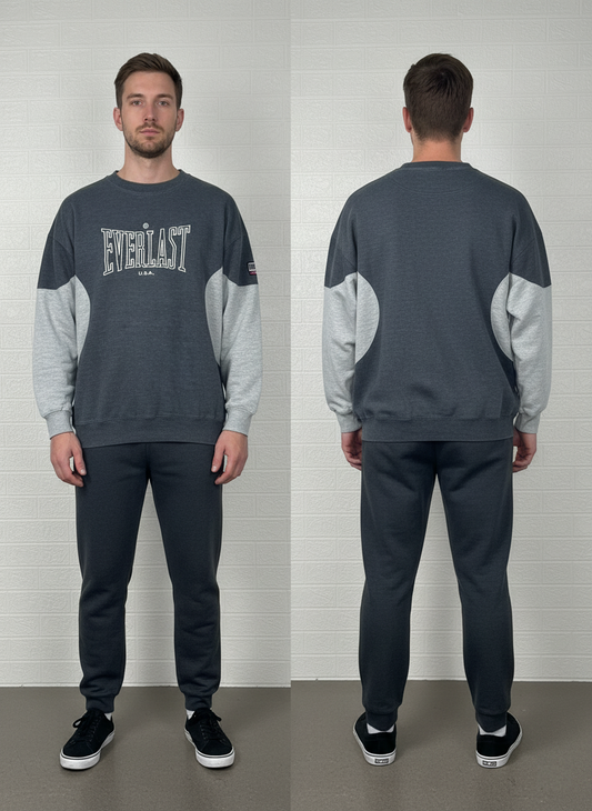Everlast Men’s Crewneck Sweatshirt | Charcoal & Grey Colorblock | Sizes S–XL