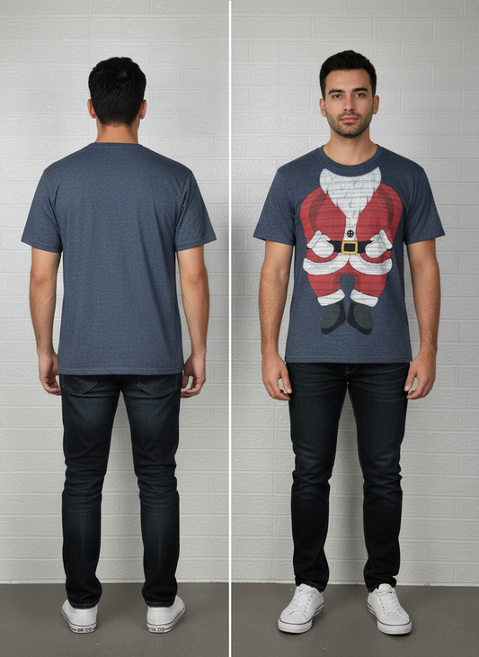 Funny Santa Suit Graphic T-Shirt | Christmas Holiday Tee | Size Large