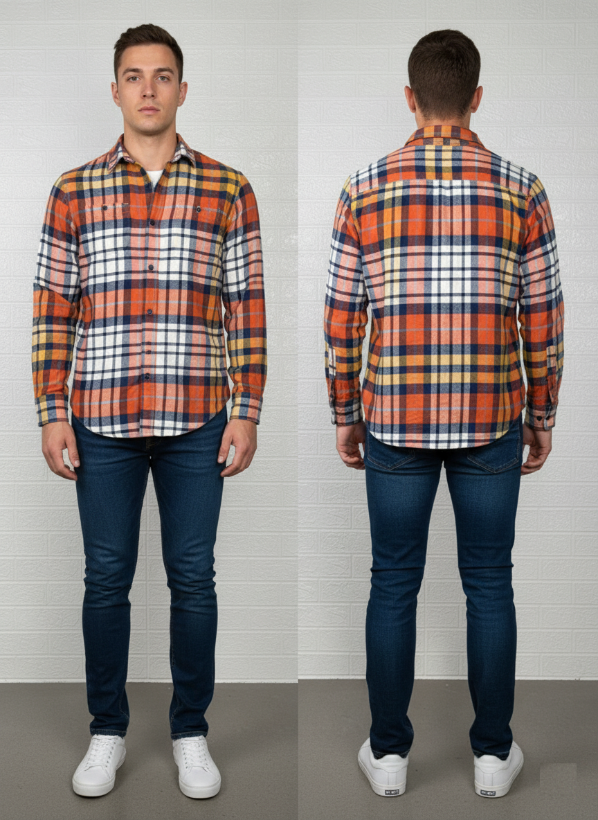 GAP Kids Orange Plaid Flannel Shirt XXL - Long Sleeve Button-Up
