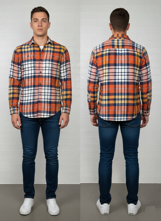 GAP Kids Orange Plaid Flannel Shirt XXL - Long Sleeve Button-Up