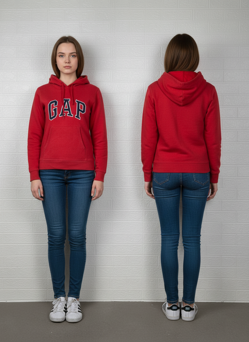 GAP Red Big Logo Hoodie XL - Classic Fleece Pullover Hoodie