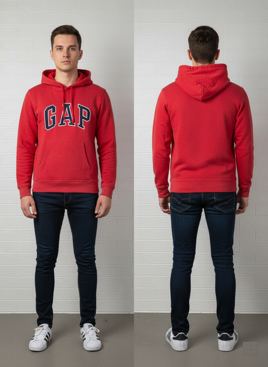 GAP Red Big Logo Hoodie XL - Classic Fleece Pullover Hoodie