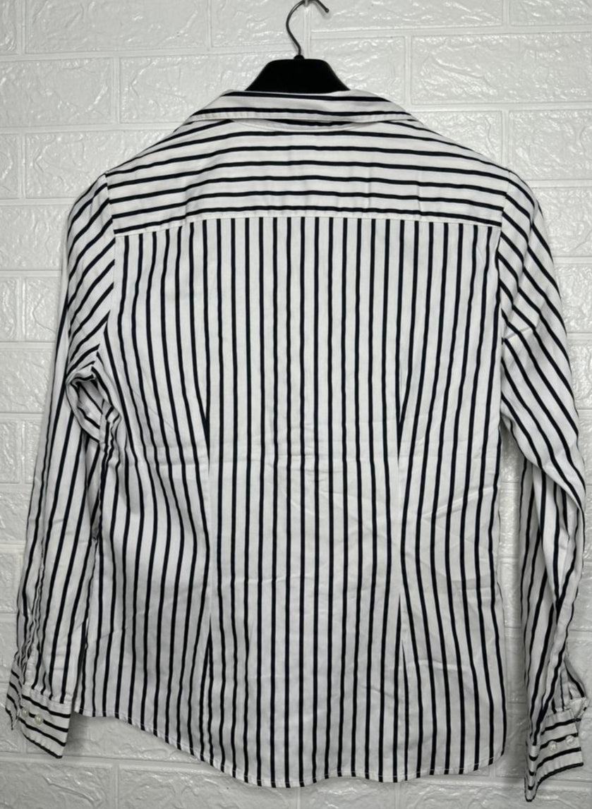 H&M Women’s Shirt – Black and White Striped Casual Wear