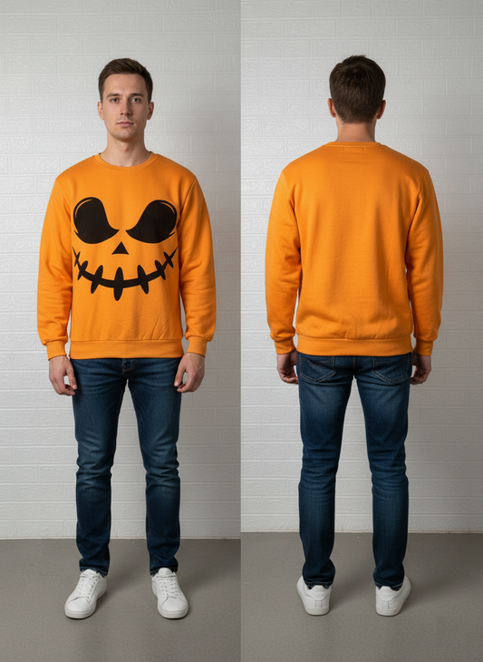 Halloween Pumpkin Face Sweatshirt (XL) - Spooky & Cozy🎃