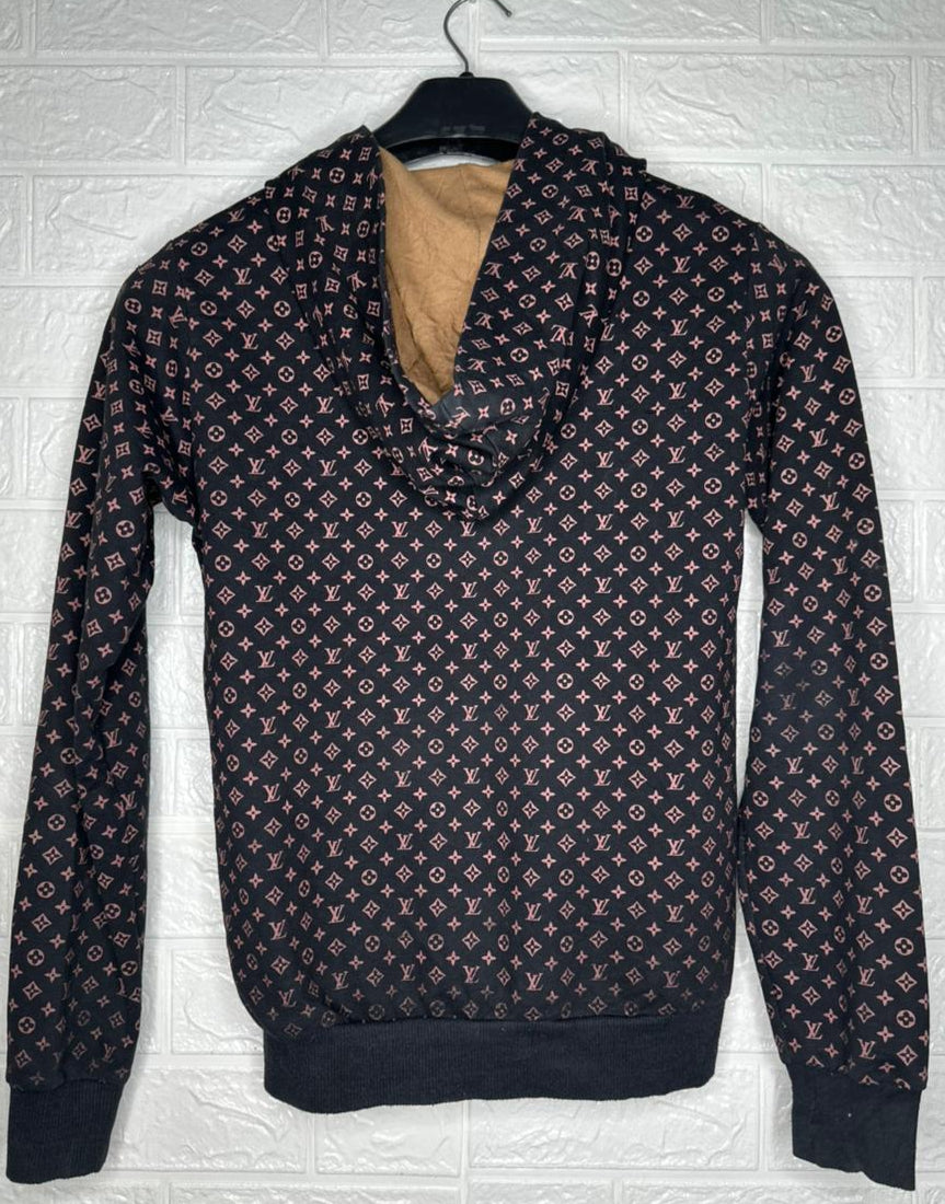 Louis Vuitton Monogram Hoodie – Black Designer Pullover Hoodie Size Small