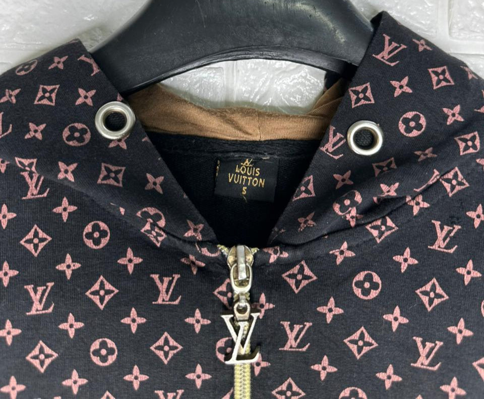 Louis Vuitton Monogram Hoodie – Black Designer Pullover Hoodie Size Small