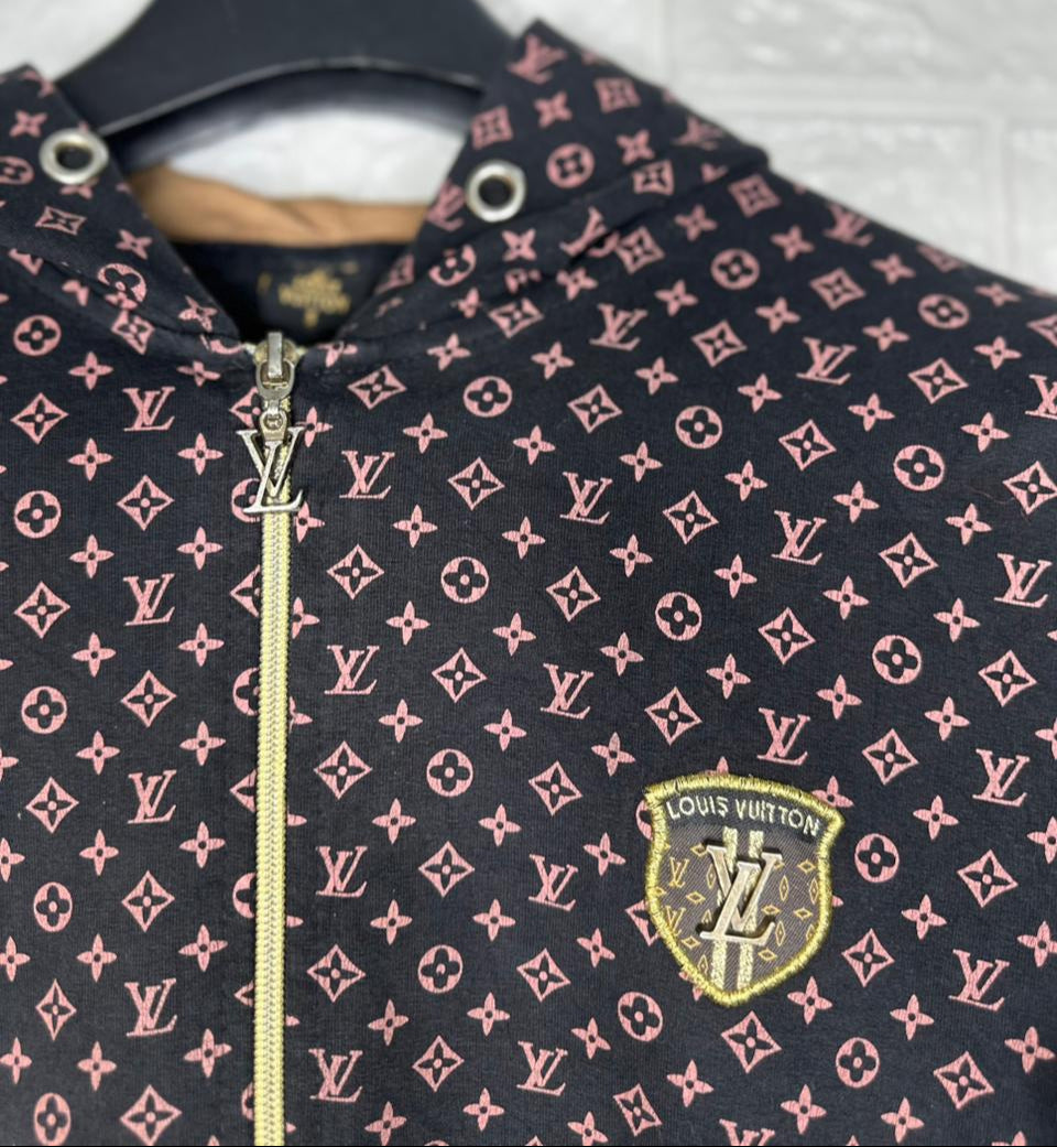 Louis Vuitton Monogram Hoodie – Black Designer Pullover Hoodie Size Small