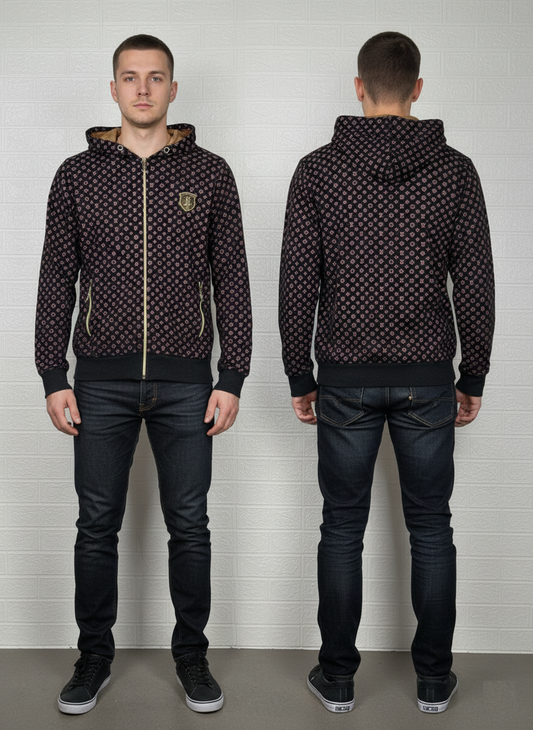 Louis Vuitton Monogram Hoodie – Black Designer Pullover Hoodie Size Small