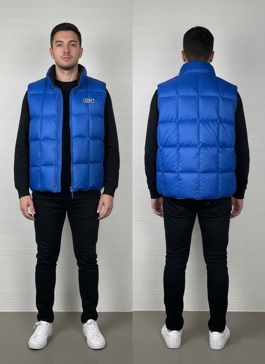 Men’s Reversible Puffer Jacket – Black & Blue – Size XXL – U.S.A. South Sport