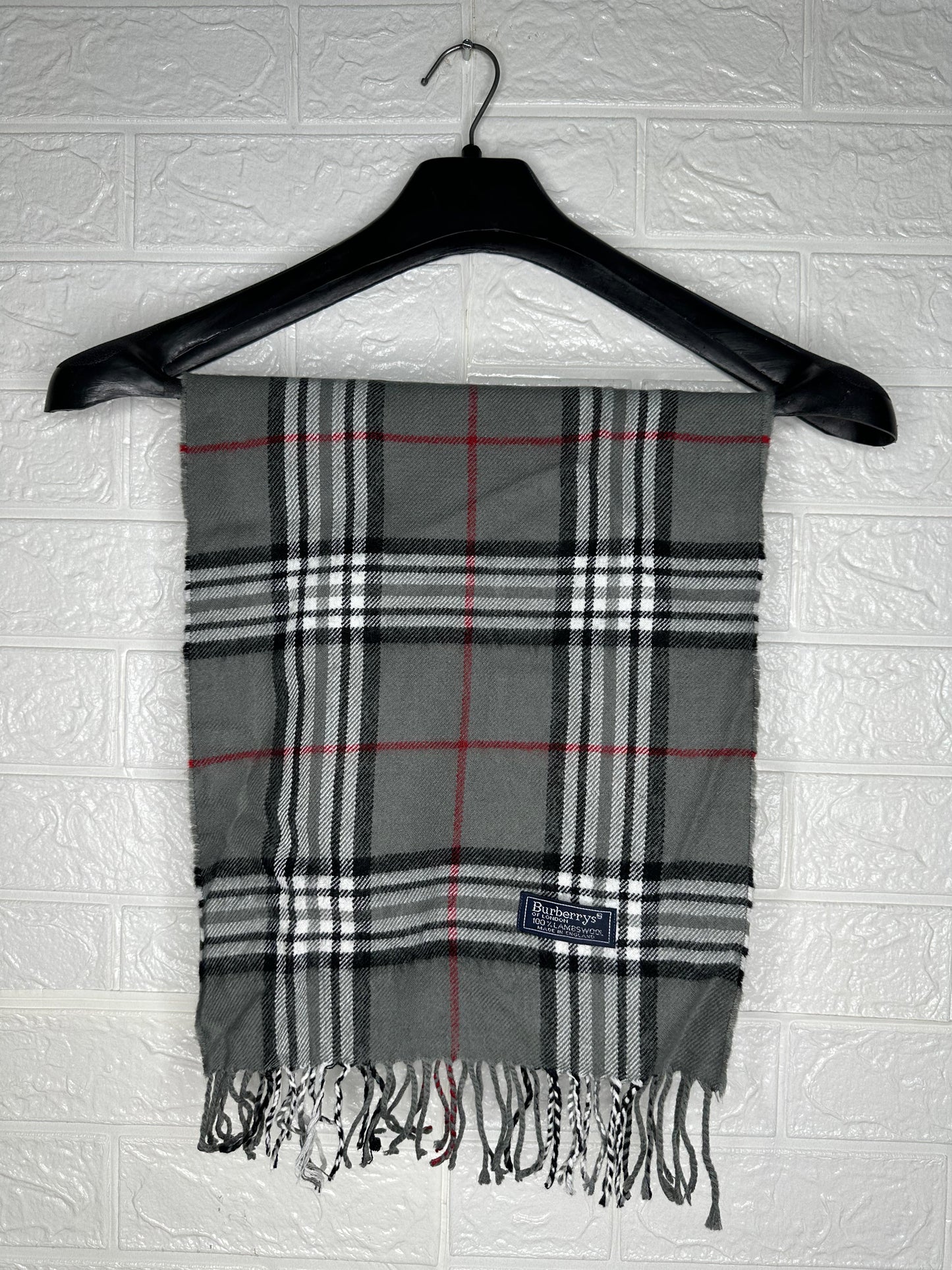 Burberry Classic Checkered Muffler - Grey, Black, and White Wool Scarf