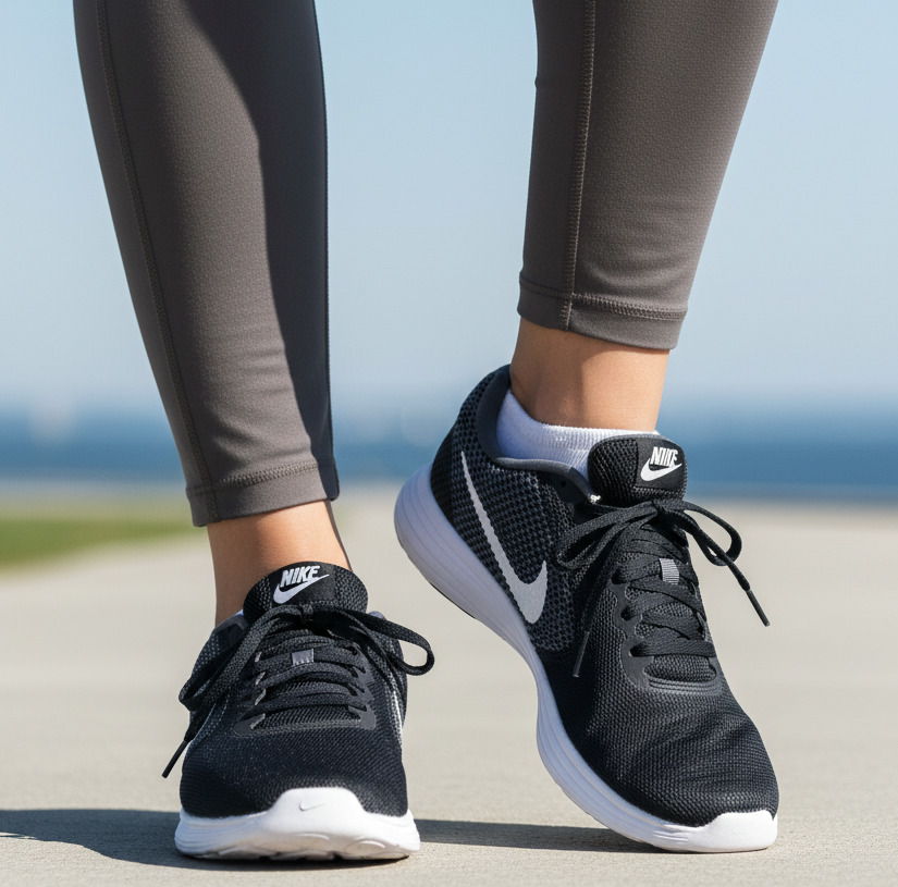 Nike Running Shoes Black/White – Lightweight Breathable Trainers (US 7.5 / UK 6.5 / EU 40.5)