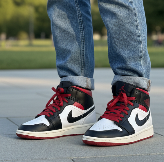 Nike Air Jordan 1 Mid “Black Gym Red” UK Size 6