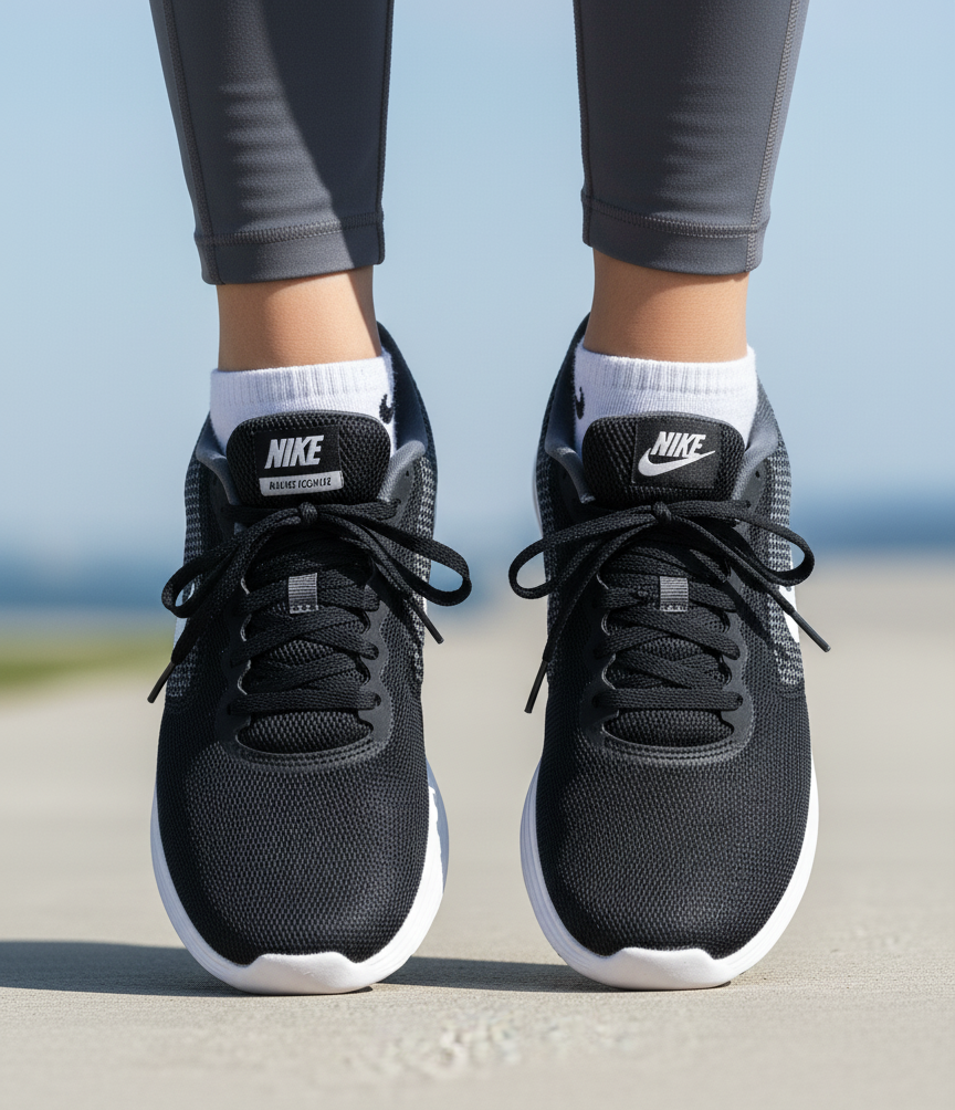 Nike Running Shoes Black/White – Lightweight Breathable Trainers (US 7.5 / UK 6.5 / EU 40.5)