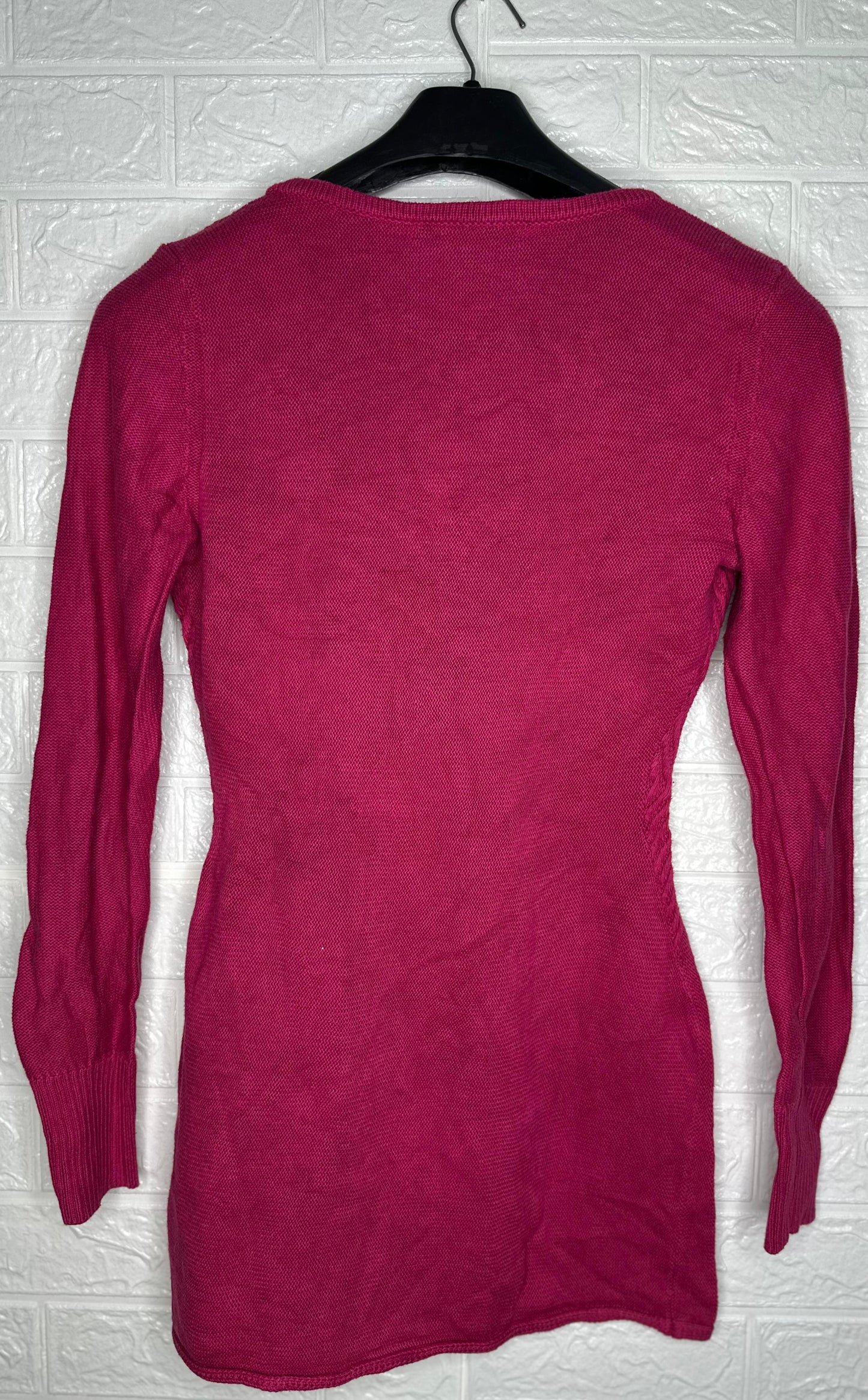 Calvin Klein Jeans Ribbed V-Neck Sweater S - Pink Knit Pullover