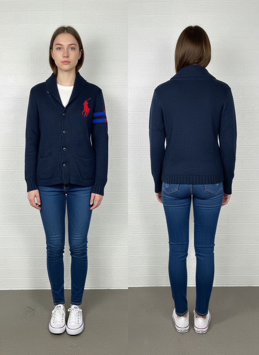 Polo Ralph Lauren Button-up Cardigan Sweater – Navy Blue, Size S (8)