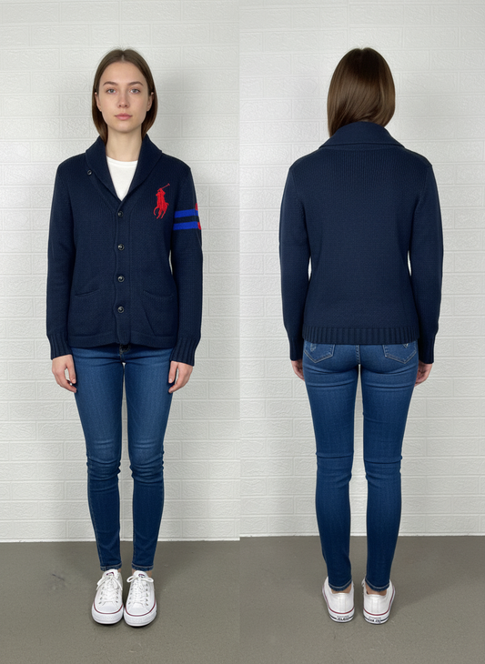 Polo Ralph Lauren Button-up Cardigan Sweater – Navy Blue, Size S (8)