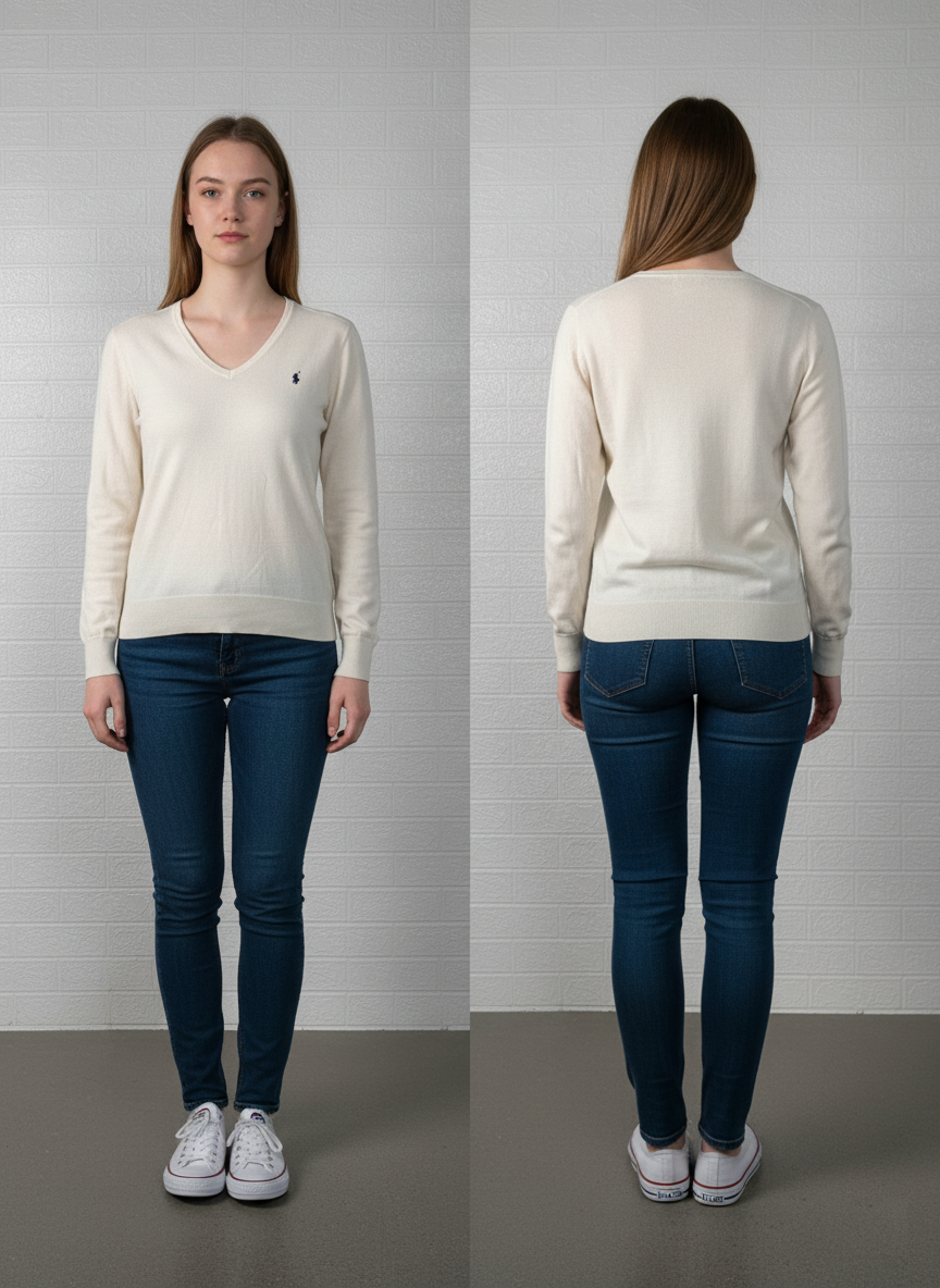 Polo Ralph Lauren Men’s V-Neck Sweater – Cream, Size Medium, Pima Cotton