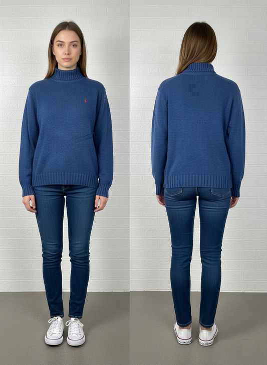 Polo Ralph Lauren Mock Neck Sweater – Blue Knit – Men’s Size XL