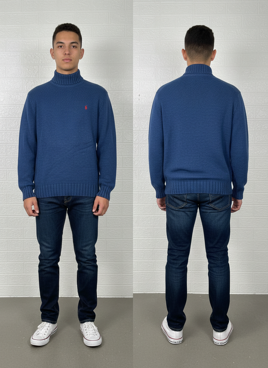 Polo Ralph Lauren Mock Neck Sweater – Blue Knit – Men’s Size XL