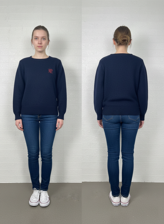 Polo Ralph Lauren Women’s Wool Sweater – Navy Blue, Size XL, Embroidered Logo