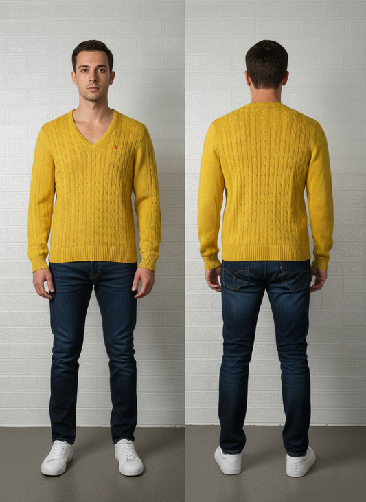 Polo Ralph Lauren Men's and women's Sweater – Yellow, Large