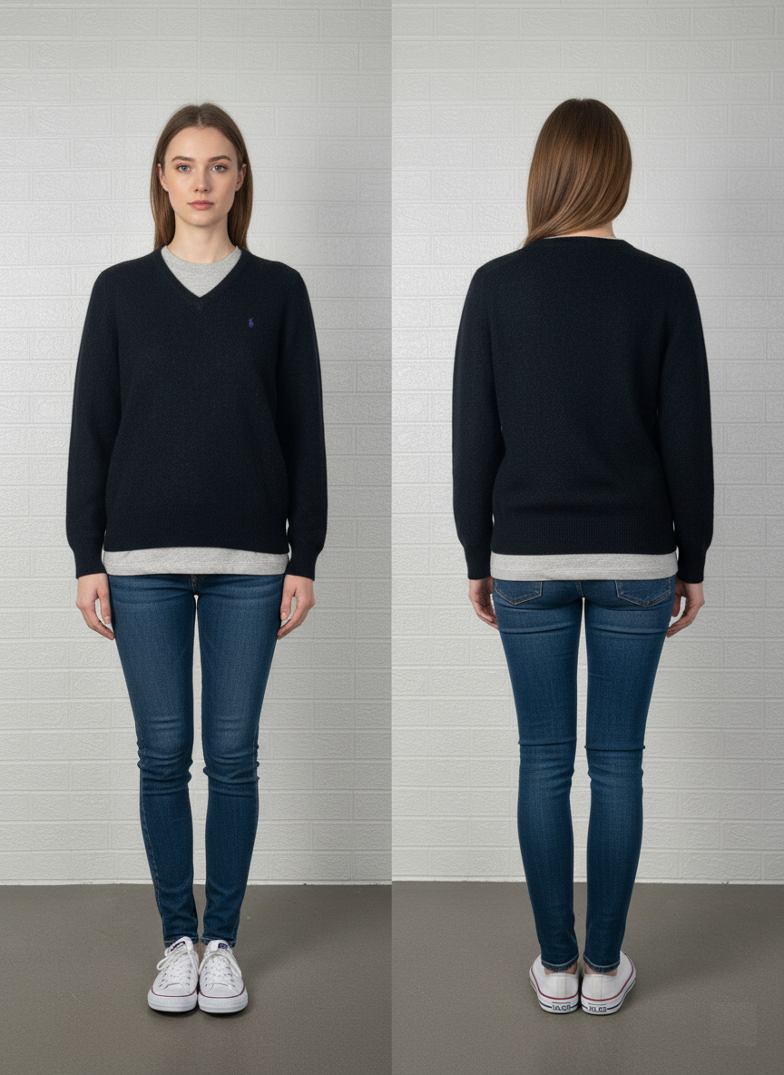 Preloved Polo Ralph Lauren Black Wool Sweater – 100% Lambswool | Size Large