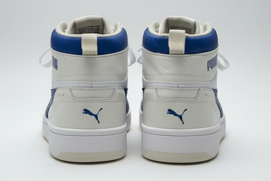 Puma Soft White & Blue High-Top Sneakers – Men’s Size UK 10.5