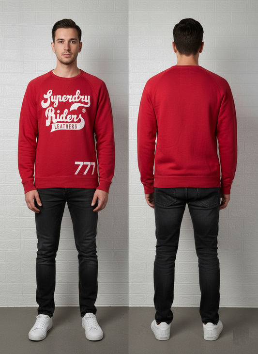 Superdry Riders Red Sweatshirt – Size XL – Graphic Pullover