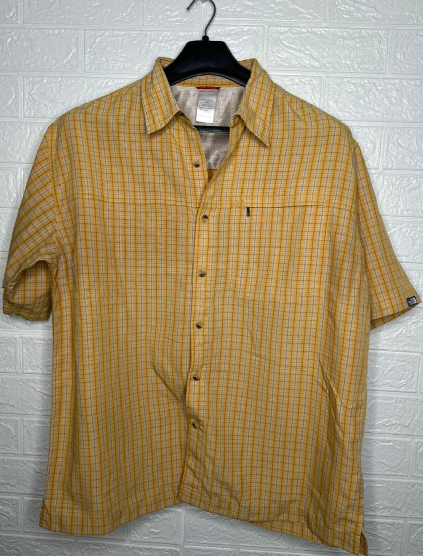 The North Face Plaid Shirt L/G - Yellow and Tan Short Sleeve Top