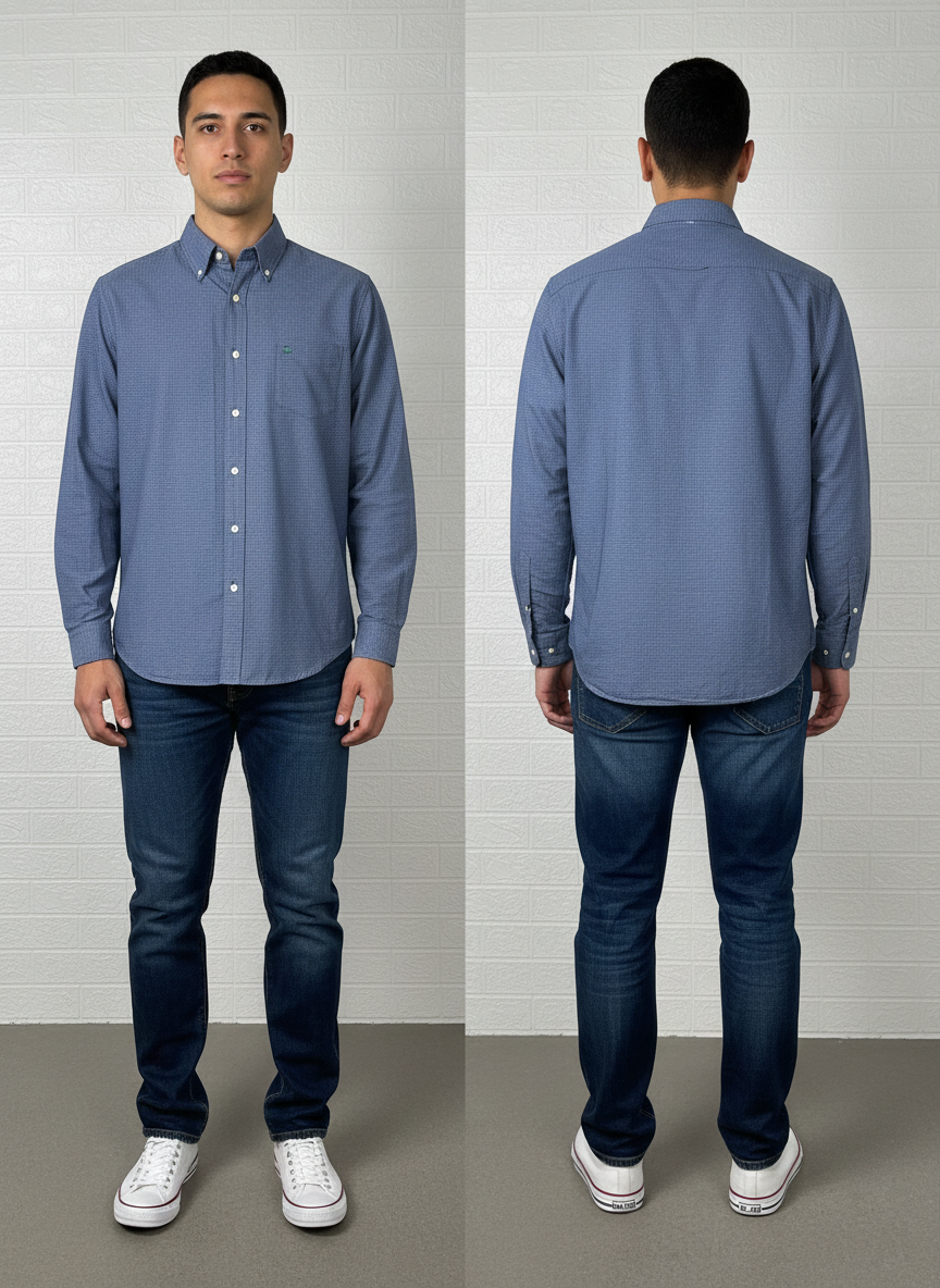 Tommy Hilfiger Men’s Shirt XL – Blue Micro Checkered Cotton Casual Wear