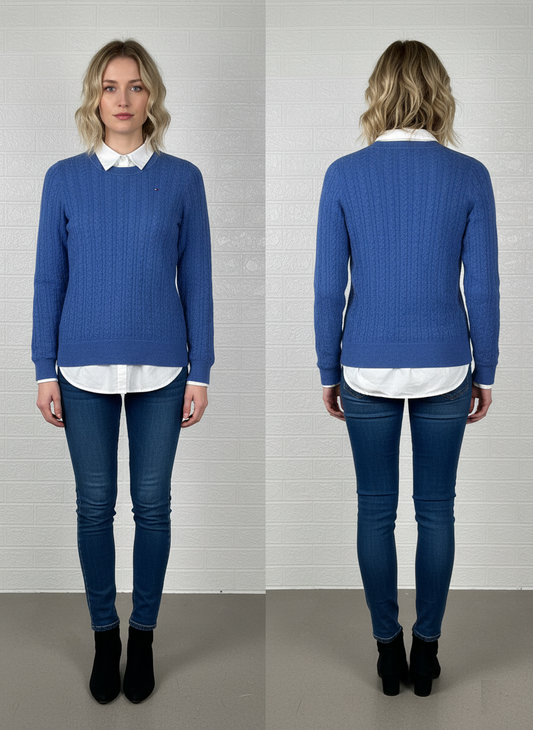 Tommy Hilfiger Navy Blue Cable Knit Sweater – Size S