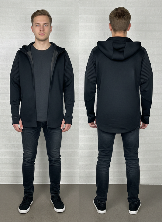 Under Armour Black Full-Zip Hoodie S/M - Textured Sportswear Jacket