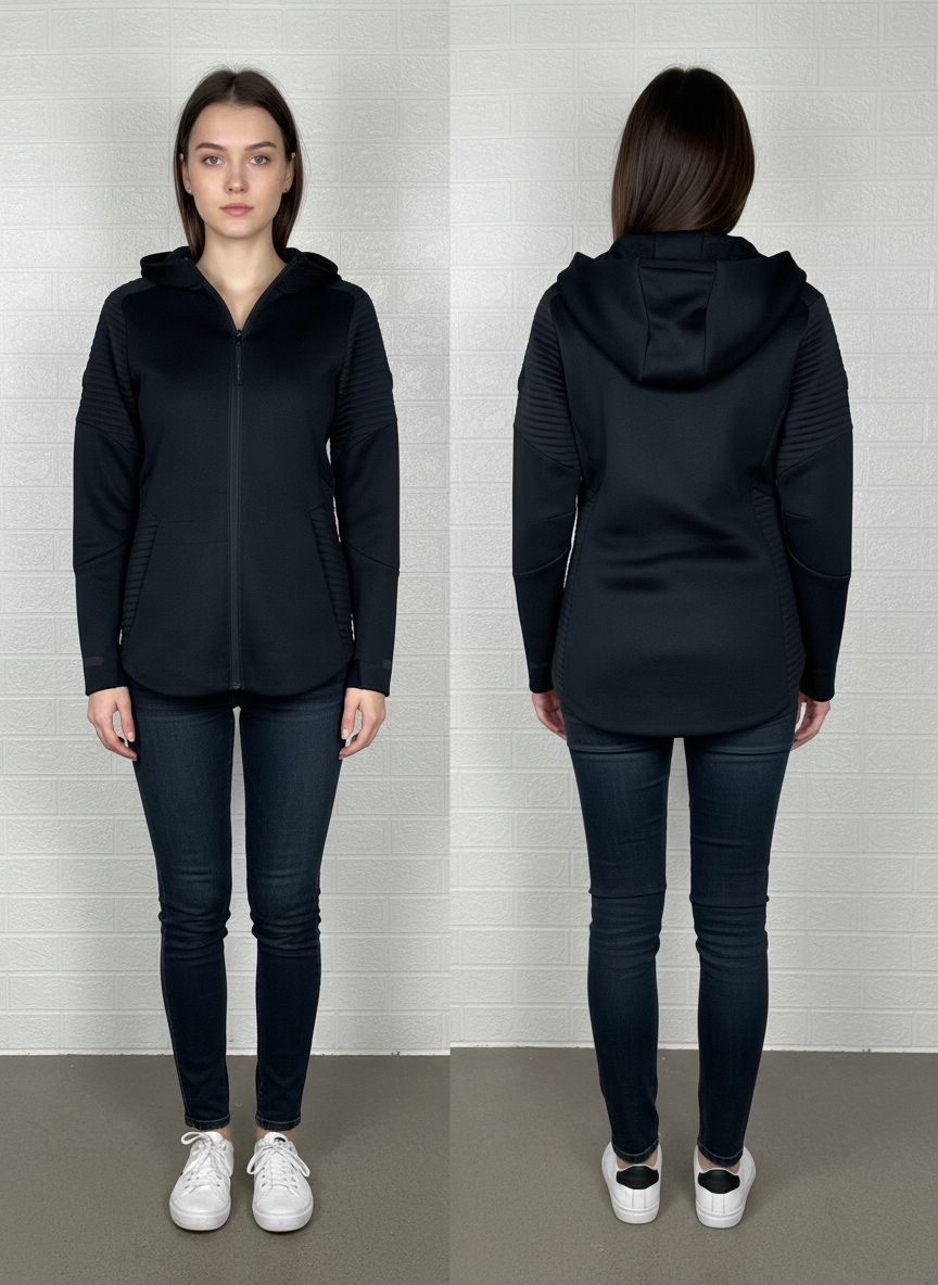 Under Armour Black Full-Zip Hoodie S/M - Textured Sportswear Jacket