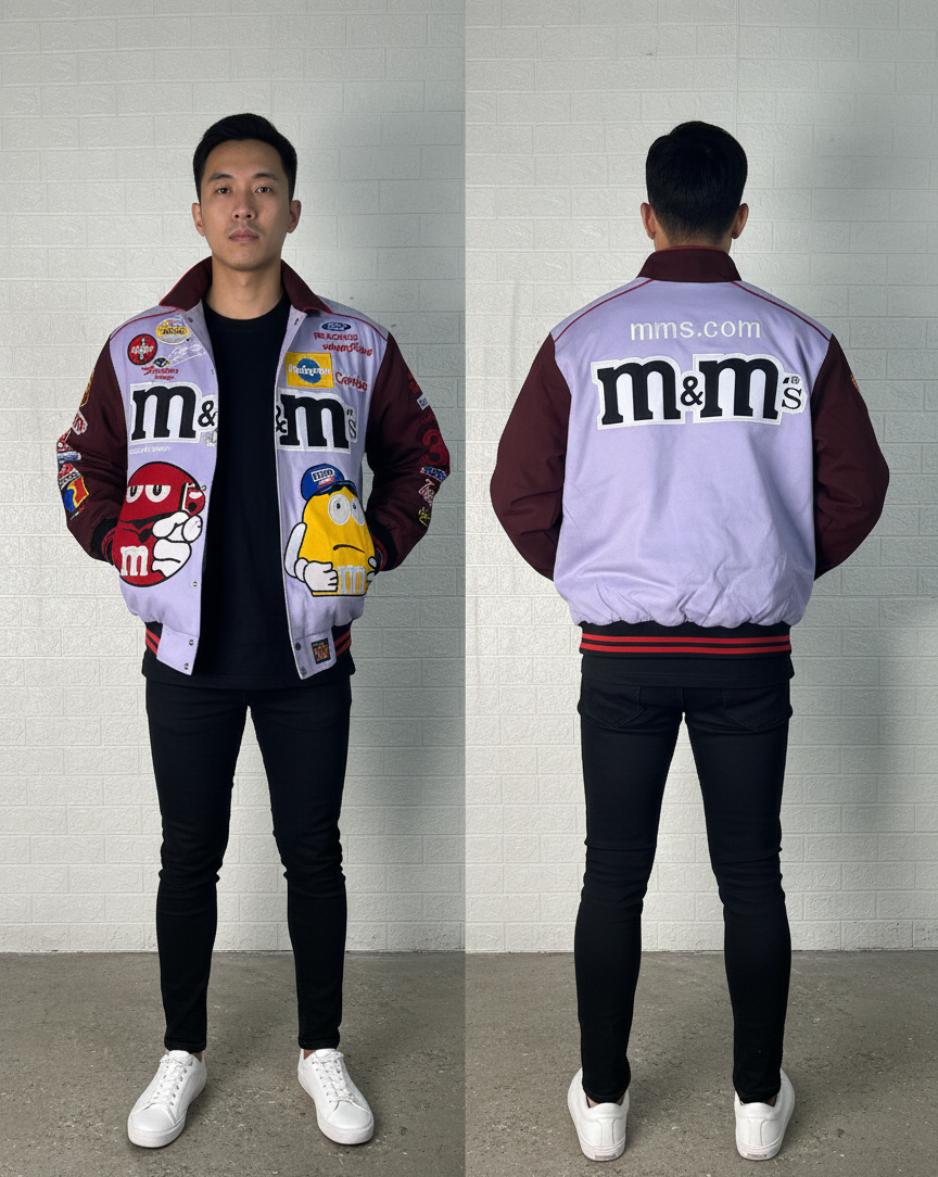 Vintage-Inspired M&M’s Racing Jacket | Reworked NASCAR Bomber