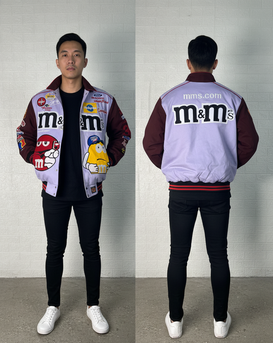 Vintage-Inspired M&M’s Racing Jacket | Reworked NASCAR Bomber