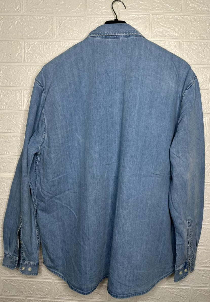 ASOS Men’s Shirt – Blue Denim with Aztec Print Size XL