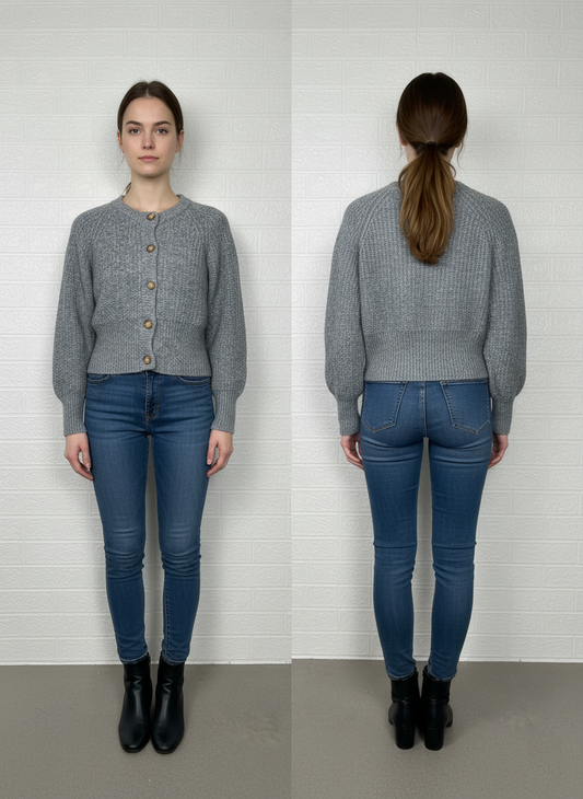 Zara Women's Gray Full-Button Sweater – Medium