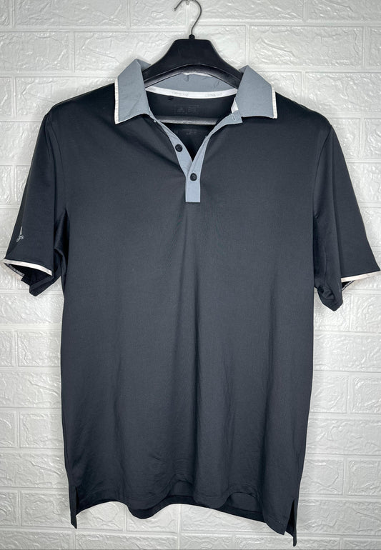 Adidas ClimaCool Polo Shirt – Black with Grey Collar – Size Medium