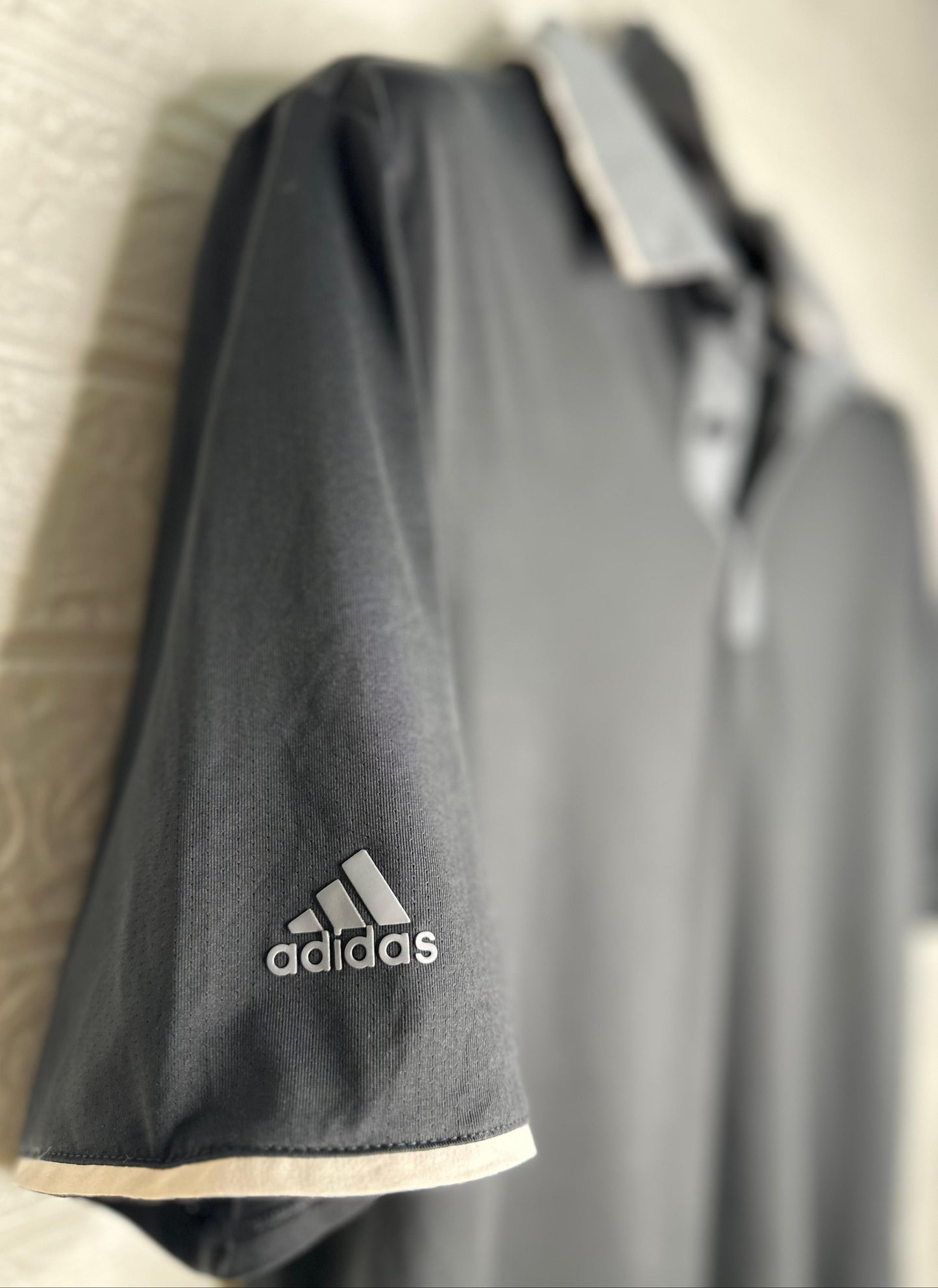 Adidas ClimaCool Polo Shirt – Black with Grey Collar – Size Medium
