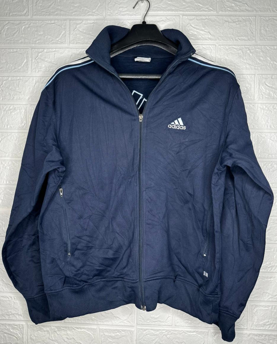 Adidas Navy Blue Track Jacket - Classic Tracksuit Top - Size Small