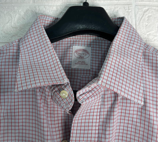 Brooks Brothers Non-Iron Dress Shirt | Red & White Check | Size 17½-36