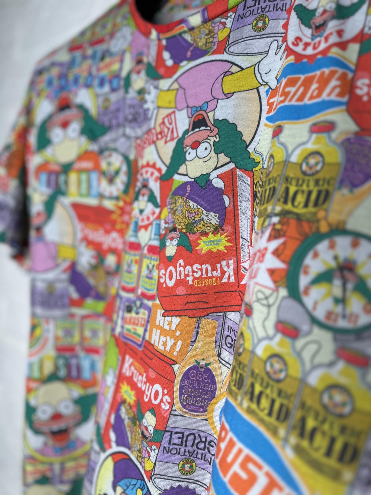 The Simpsons Krusty the Clown Graphic T-Shirt S - All-Over Print Cartoon Tee