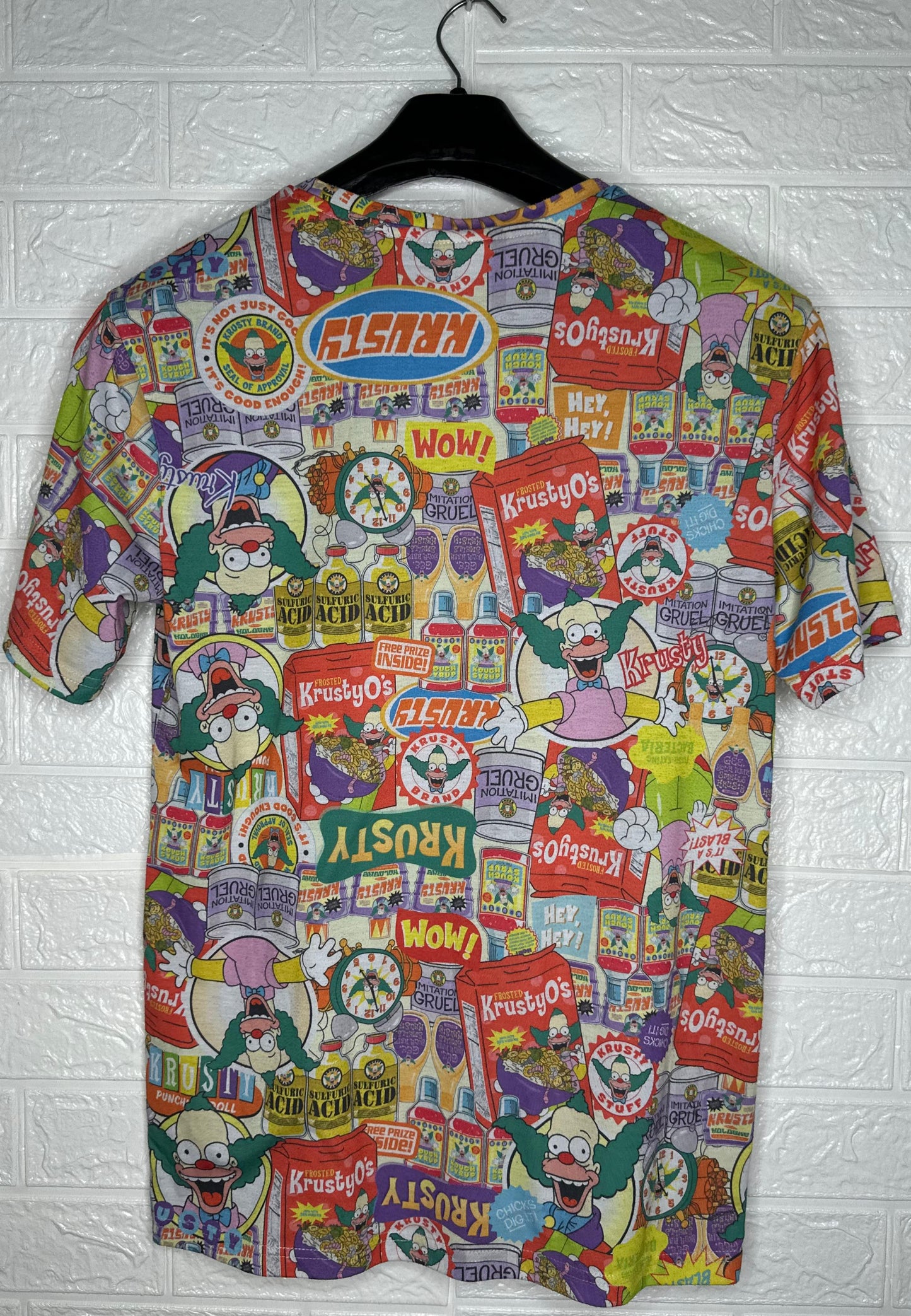 The Simpsons Krusty the Clown Graphic T-Shirt S - All-Over Print Cartoon Tee