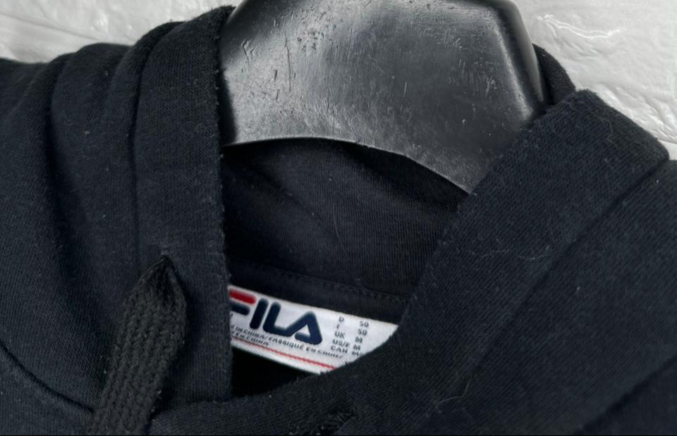 Fila Classic Black Hoodie - Front Logo Pullover Sweatshirt