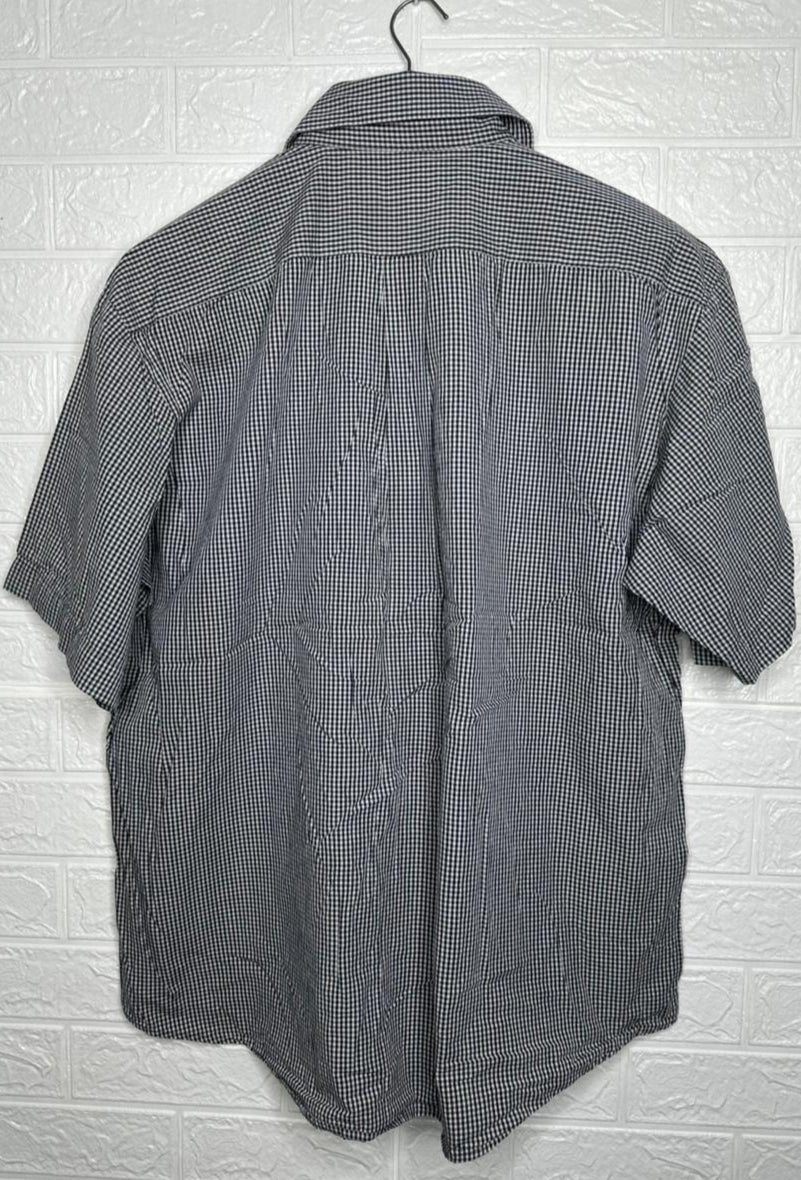 Diesel Men’s Shirt – Gray Checkered Short Sleeve Casual Wear