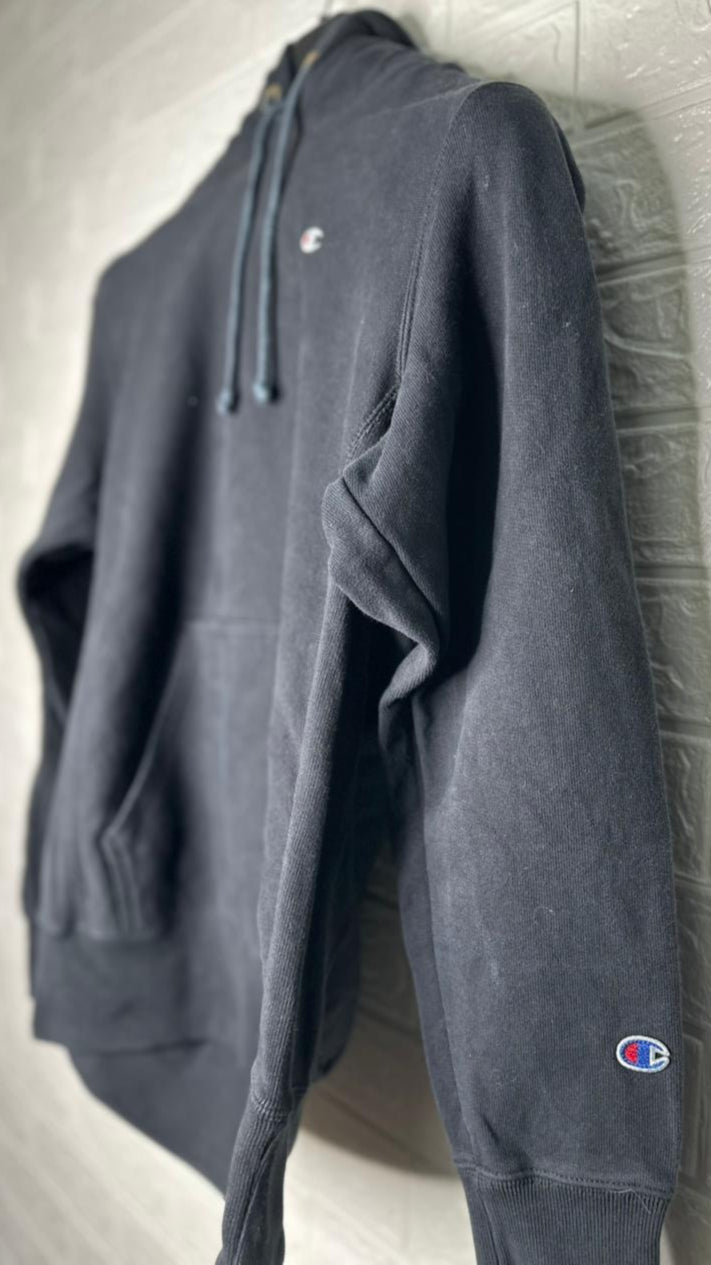 Champion Black Reverse Weave Hoodie M - Classic Logo Pullover