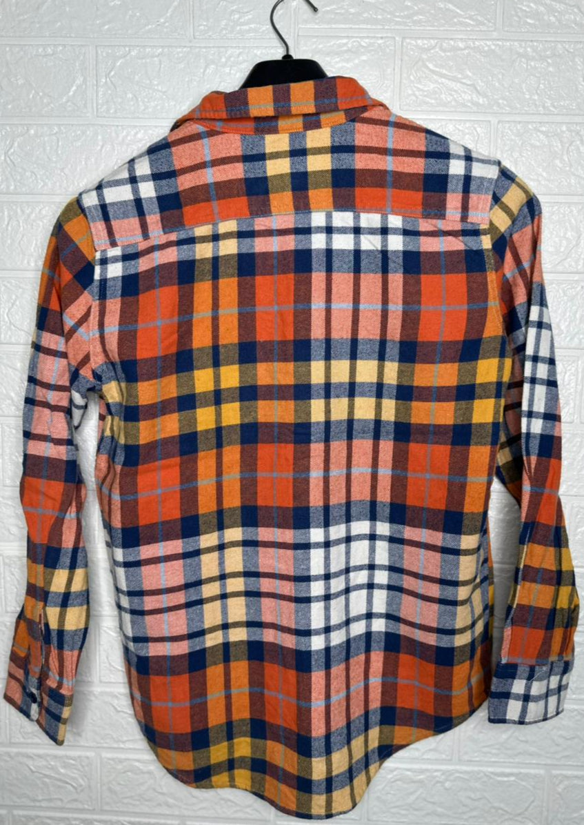 GAP Kids Orange Plaid Flannel Shirt XXL - Long Sleeve Button-Up