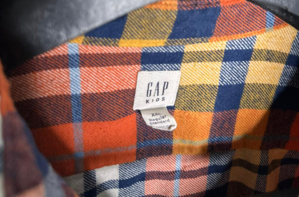GAP Kids Orange Plaid Flannel Shirt XXL - Long Sleeve Button-Up