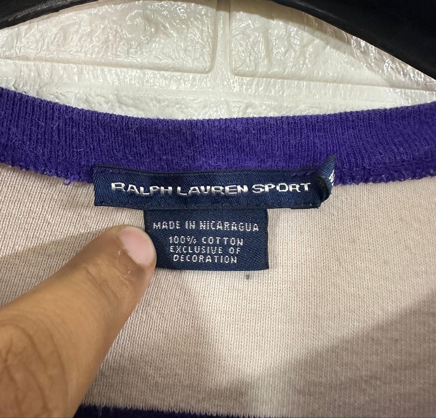 Polo Ralph Lauren Women’s Striped Long Sleeve Shirt – Purple & White, Size Medium