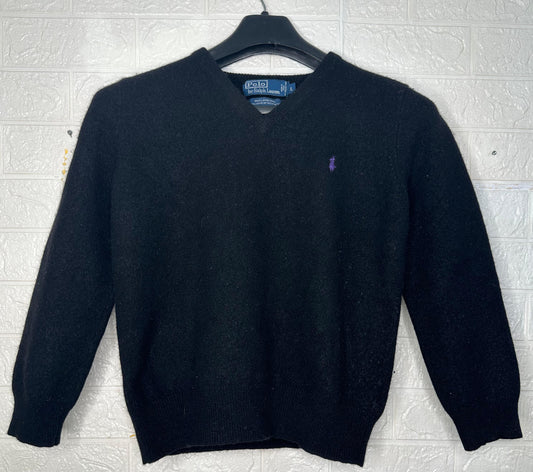 Preloved Polo Ralph Lauren Black Wool Sweater – 100% Lambswool | Size Large